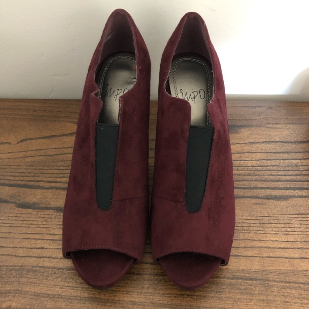NWOT Impo Burgundy Peep Toe Booties